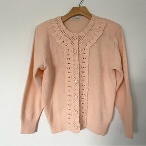 Cottagecore vintage knit sweater pink M